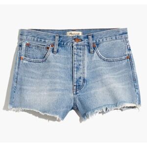 Madewell Relaxed Denim Shorts Cedarcroft Wash Size 27 Raw Hem High Rise Blue B